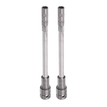 Imagem de HARFINGTON Soquete de impacto de 6 pontos de parede fina profunda 1/5.1 cm soquete 8 mm 20.3 cm métrico extralongo CR-V aço eixo sextavado soquetes para reparo de porcas de eixo de máquina, cinza