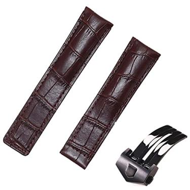 Imagem de OSGC 20/22/24mm couro de vaca clássico pulseira de relógio para TAG HEUER CARRERA aquaracer Mônaco pulseira de qualidade pulseira de pulso macia (cor: com fecho preto-01, tamanho: 24mm)