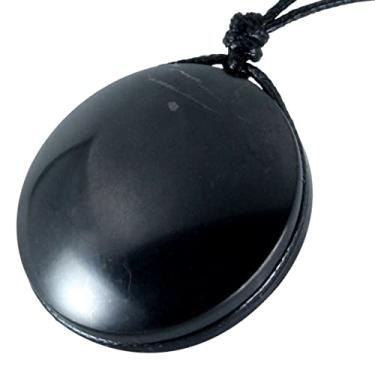 Imagem de Heka Naturals Pingente de colar de cristal Shungite | Cristais de cura e colar de chacras – Joias de pedras preciosas para homens e mulheres – Presentes espirituais e alegres, Pedra, Shungite