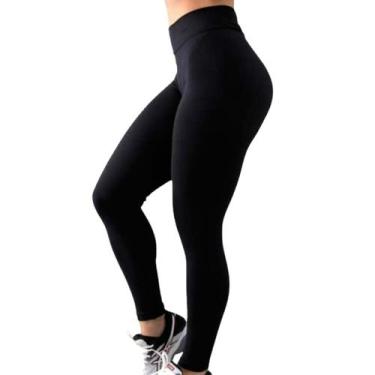 Imagem de Calça Legging Preta Feminina Cós Alto Básica Grossa Fitness - Miamore,