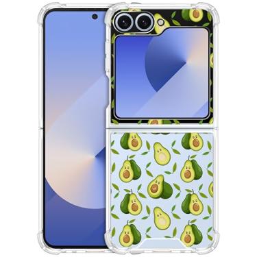 Imagem de GlamCase Capa transparente para Samsung Galaxy Z Flip 6 5G, Samsung Z Flip 6 - Design com estampa de fruta de abacate impresso, transparente, à prova de choque, capa protetora traseira transparente