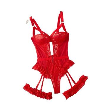 Imagem de Conjunto De Lingerie Com Renda Floral Vermelha Para Mulheres, Sutiã Co