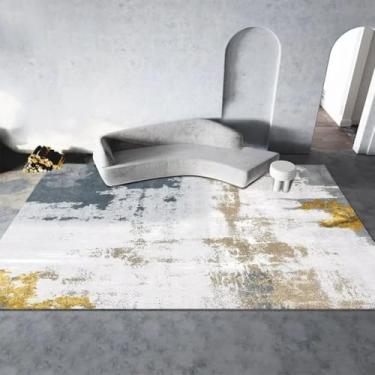 Imagem de Tapete decorativo abstrato para sala de estar, decoração simples, tapete para quarto, antiderrapante, fácil de limpar, tapete para mesa de centro (160x230cm 63x90in/Sem fiapos1)