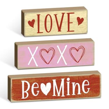 Imagem de Putuo Decor Placa de mesa de dia dos namorados, placa de mesa independente, estética XOXO decoração de férias para cornija, prateleira, escritório ou quarto