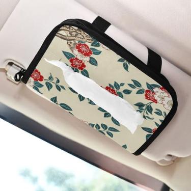 Imagem de SEHANY Porta-lenços de papel de carro floral fofo colorido, caixa de lenços para carro, viseira solar, porta-guardanapos retangular, dispensador de máscara de carro, caixa de lenços para veículos