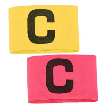 Imagem de Aoresac Amarelo Rosa C Palavra Brassard Braçadeira Elástica para Jogo de Futebol Adequado para Adultos e Crianças Destacando Identidade do Cabeçalho (Rosa)