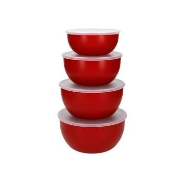 Imagem de Conjunto de 4 Tigelas Cozinha Luxo Vermelho KitchenAid