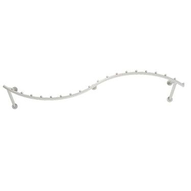 Imagem de Rack de exibição de roupas montado na parede Slish Wave Design - Organizador de roupas elegante para camisas e roupas - Ideal para lojas de varejo e espaços comerciais - Acabamento prateado elegante