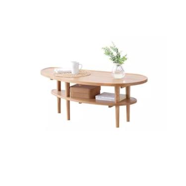 Imagem de Mesa central nórdica de madeira maciça mesa de centro simples moderna sala de estar criativa mesa de café pequeno apartamento mesa de chá de carvalho mesa de quarto