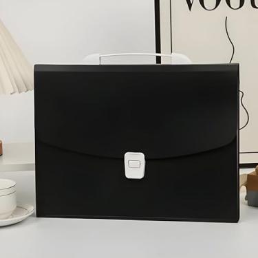 Imagem de Pasta Organizadora Expansível A4 com 24 Divisórias para Documentos, Arquivos e Folhas, Fechamento Seguro, Alça Superior, Ideal para Escritório, Escola e Rotina Diária (PRETO)