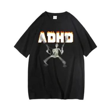 Imagem de Camiseta Unissex Oversized Com Estampa Vintage De Esqueleto Meme Engra