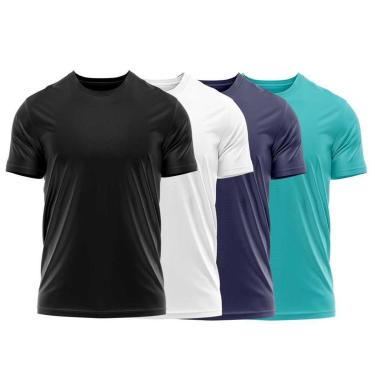 Imagem de Kit 4 Camisetas Dry Uv Masculina Blusa Camisa Fitness Academia Basica Lisa-Masculino