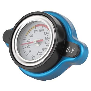 Imagem de AMONIDA Tampa Termostática do Radiador Com Medidor de Temperatura Universal para Carro Escuro à Prova de Vazamento Liga de Alumínio + Borracha de Silicone (Cabeça grande 0,9bar)