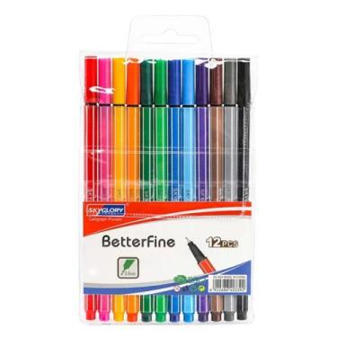 Imagem de Kit Caneta Colorida Ponta Fina 0.4mm 12 Cores Tipo Stabilo - BETTER FI