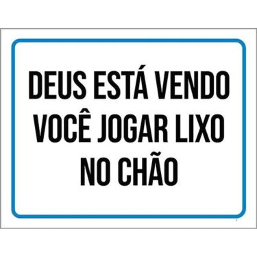 Imagem de Kit 3 Placas Deus Está Vendo Você Jogar Lixo Chão