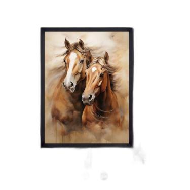 Imagem de Quadro Casal De Cavalos 33X24Cm - Com Vidro