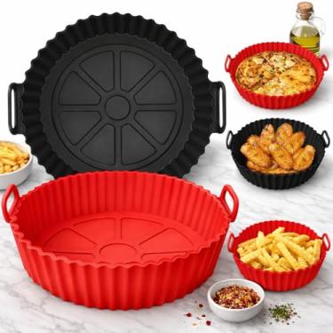 Imagem de Kit com 2 Formas de Silicone para Air Fryer Antiaderente e Reutilizável – Resistentes ao Calor, Livre de BPA, Compatíveis com Forno, Micro-ondas e Lava-louças – Linha Premium (Cores Sortidas)