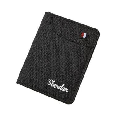 Imagem de Carteira Masculina Pequena Vertical De Lona Fina Mini Compacta Moderna