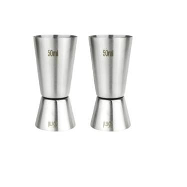 Imagem de Kit Peças Dosador Duplo para Drink Aço Inox 25ml e 50ml Bar Drinks Bebidas Barman Caipirinha, Perfeito para Encontros Sociais em Casa(2-Unidades- Dosador Duplo)