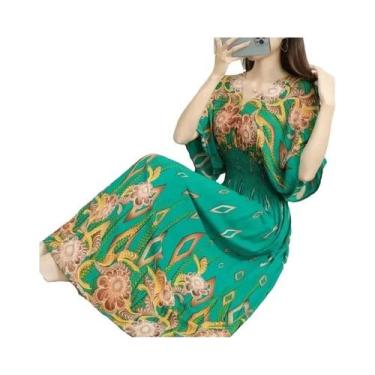 Imagem de Saia Longa Casual Elegante De Verão Com Estampa E Cintura Elástica Em 