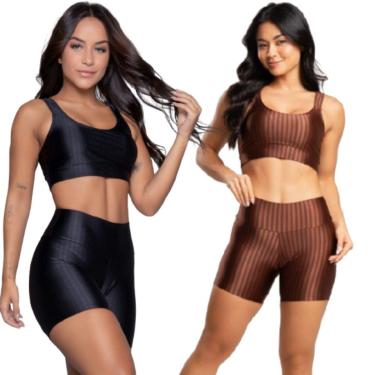 Imagem de KIT 2 Top e Short New Zig 3D Serra e Mar Conjunto Para Academia Treino Moda Fitness Feminina-Feminino