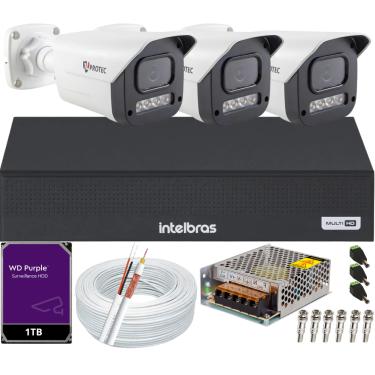 Imagem de Kit 3 Câmeras Full Color C/Áudio Dvr Intelbras 4ch 1TB Purple