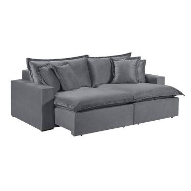 Imagem de Sofá 5 Lugares Retrátil Encosto Fixo M-145 Veludo Martins Grafite