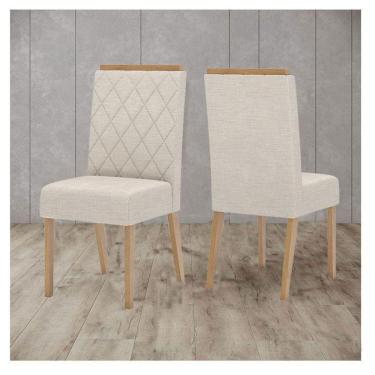 Imagem de Cadeira Para Mesa De Jantar Ambiente Nina Kit 2 Peças Nature Linho - Henn