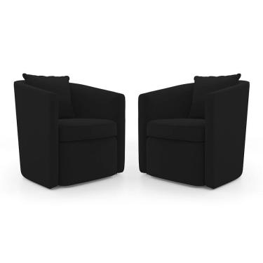 Imagem de Kit 02 Poltronas Decorativas Sala De Estar Aimê Veludo Preto - Desk Design