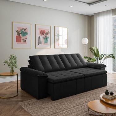 Imagem de Sofá Cama Retrátil e Reclinável 4 Lugares 280cm Veludo Palmeira CabeCa