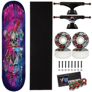 Imagem de Skate Wood Light Fiberglass Montado 8.2 Skull Bomb Abec 15-Masculino