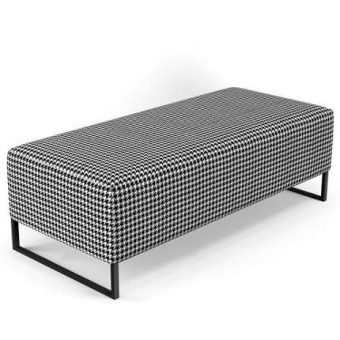 Imagem de Puff Sala De Estar Base Ferro 120x50 Cm Suede Pied Poule - LYAM DECOR