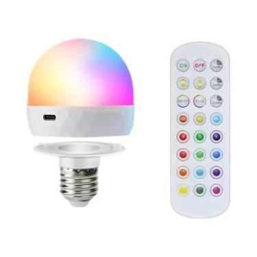 Imagem de Lâmpada LED Recarregável Com Controle Remoto De Cor E Intensidade Regu