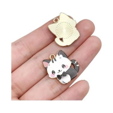 Imagem de Pingentes De Gato Com Laços Em Liga Metálica, Suprimentos Para Artesan