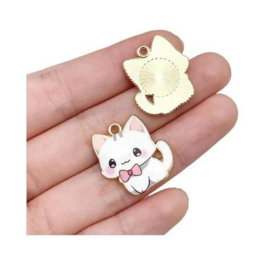 Imagem de Pingentes De Gato Com Laços Em Liga Metálica, Suprimentos Para Artesan