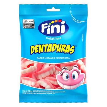 Imagem de Fini Bala de Gelatina Dentaduras Sabor Morango e Framboesa Contém 80g