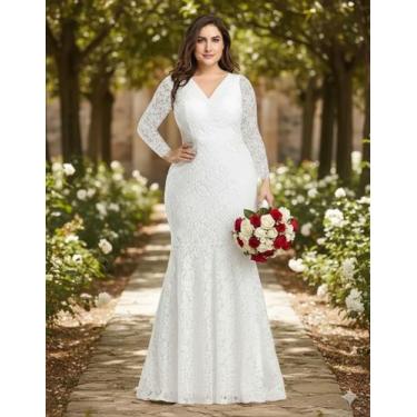 Imagem de Vestido Renda Noiva 65 Longo Plus Size Civil Festa Casamento - Bella F