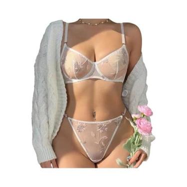 Imagem de Sutiã De Renda Grande Com Bojo, Transparente E Bordado, Confortável, C