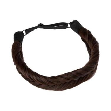 Imagem de Faixa De Cabelo Feminina Ajustável Artesanal Trançada Com Elástico Sin