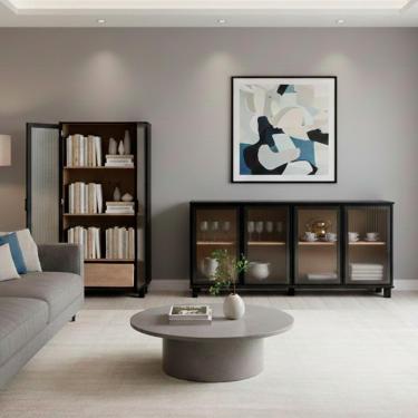 Imagem de Conjunto Cristaleira + Aparador Paris Ditália E-966 R638 Preto