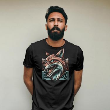 Imagem de Camiseta Masculina Lobo Feroz Algodão Leve e Confortavél-Masculino