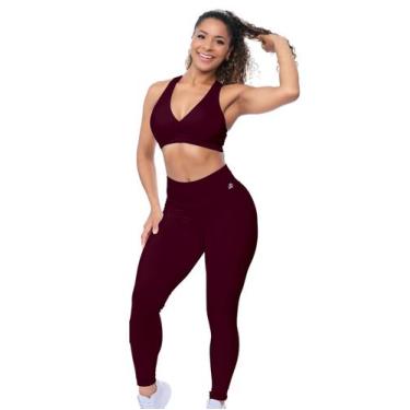 Imagem de Conjunto Fitness Feminino Legging e Top Modelador Cós Alto Zero Transp