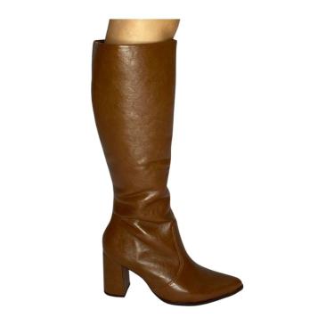 Imagem de Bota Feminina Ramarim Salto Alto Cano Longo Napa Shine Plus Capuccino