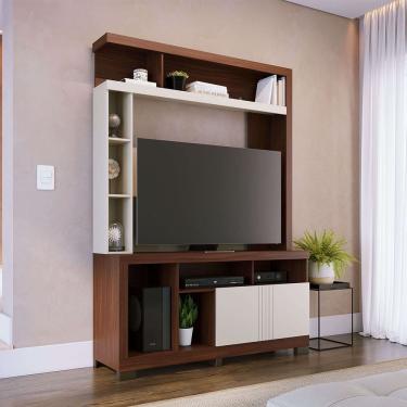 Imagem de Estante Elba para Sala de TV até 50 Polegadas Nogueira Real Off White Matte Colibri