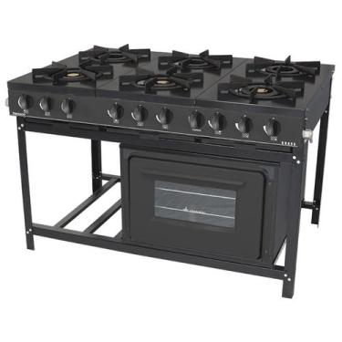 Imagem de Fogão Profissional Venâncio 6 Bocas Linha Bravo com Forno Preto BR6BFP