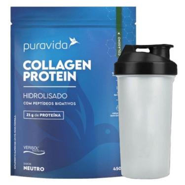 Imagem de Collagen Protein Hidro Neutro 450g Coqueteleira PuraVida-Unissex