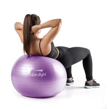Imagem de Bola de Exercícios Roxa 65cm com Sistema Anti-Estouro e Bomba Pump - n