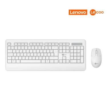 Imagem de Kit Teclado e Mouse Sem Fio Branco Lecoo - Conexão USB Nano