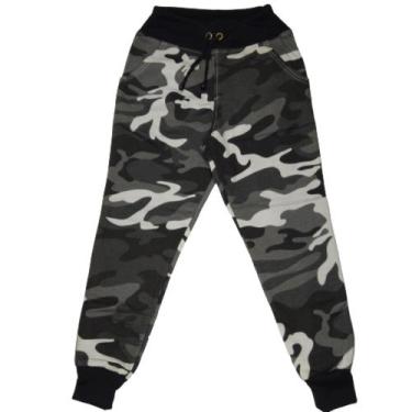 Imagem de Calça Infantil Camuflado de Moletom - LENODI, Cinza, 4