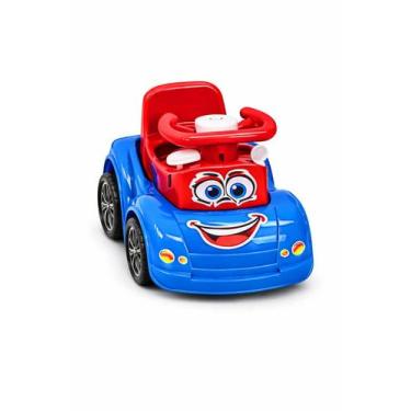 Imagem de Carrinho Infantil Andador Azul Blocos de Encaixe Buzina e Porta-Malas 